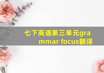 七下英语第三单元grammar focus翻译